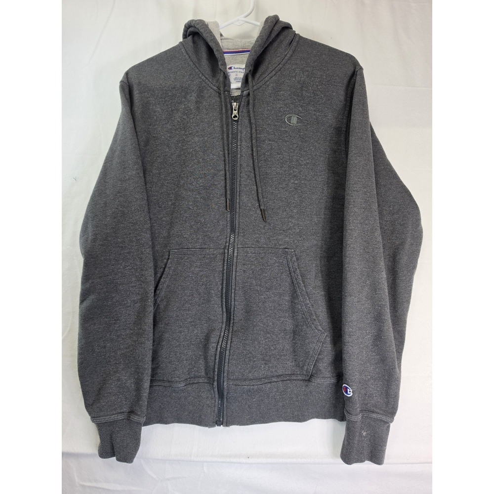 Champion Authentic Athleticwear Full Zip Hoodie Men Small Gray Fleece Sweatshirt